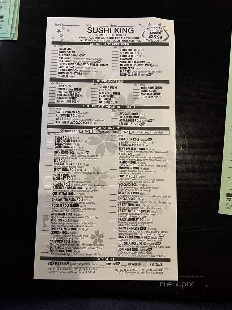 Sushi King - McHenry, IL menu_pic