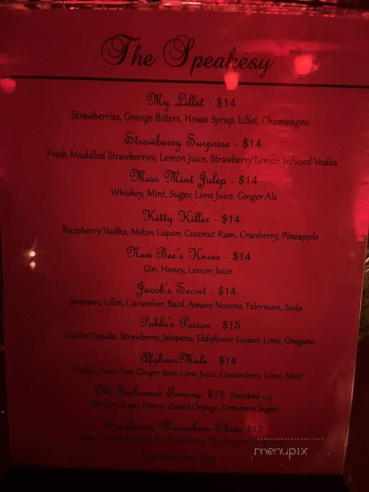 Speakeasy - Pasadena, CA menu_pic