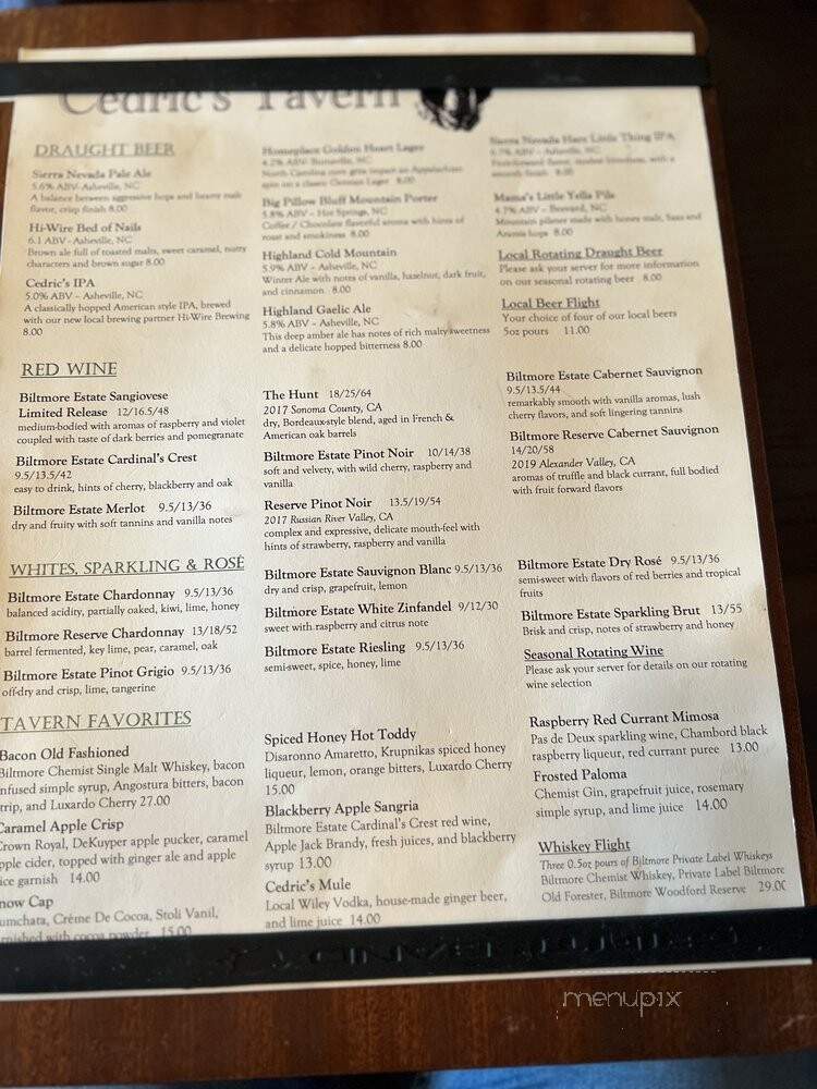 Cedrics Tavern - Asheville, NC menu_pic