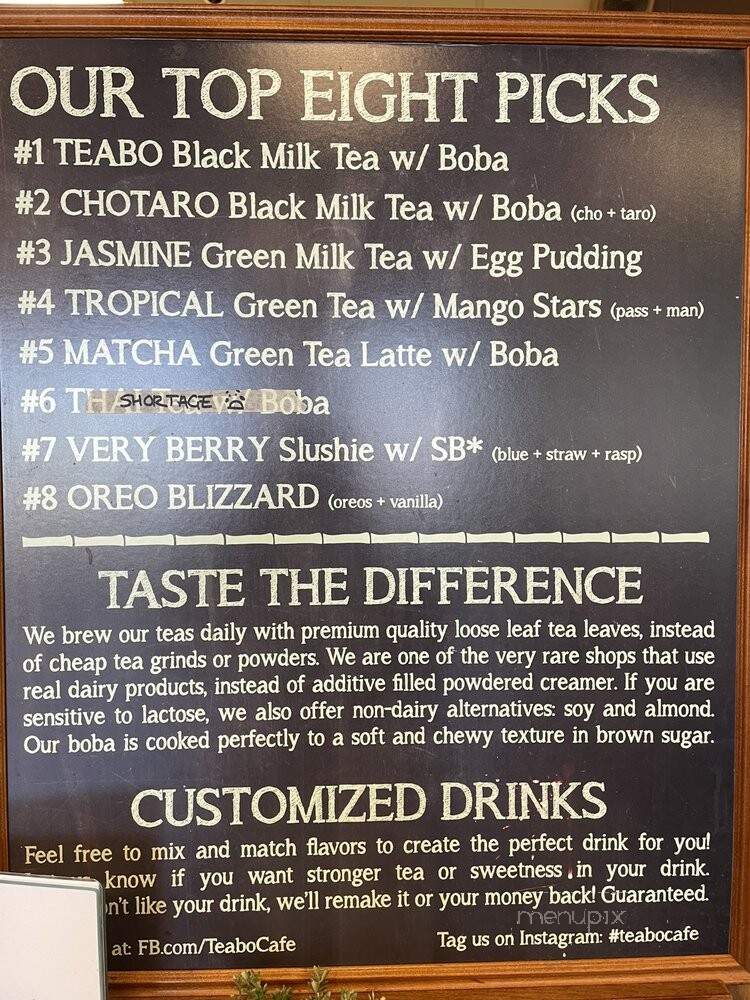 Teabo Cafe - Davis, CA menu_pic