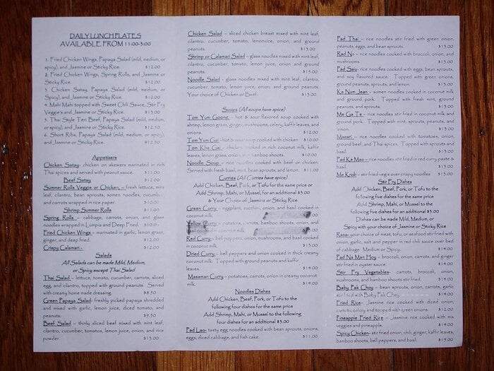 Charley's Thai Cuisine - Waikoloa, HI menu_pic