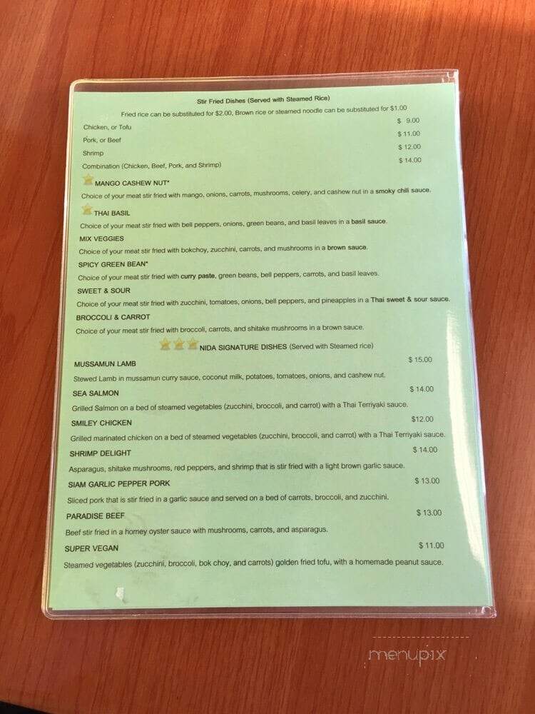 Nida Thai Cuisine - Centerville, OH menu_pic