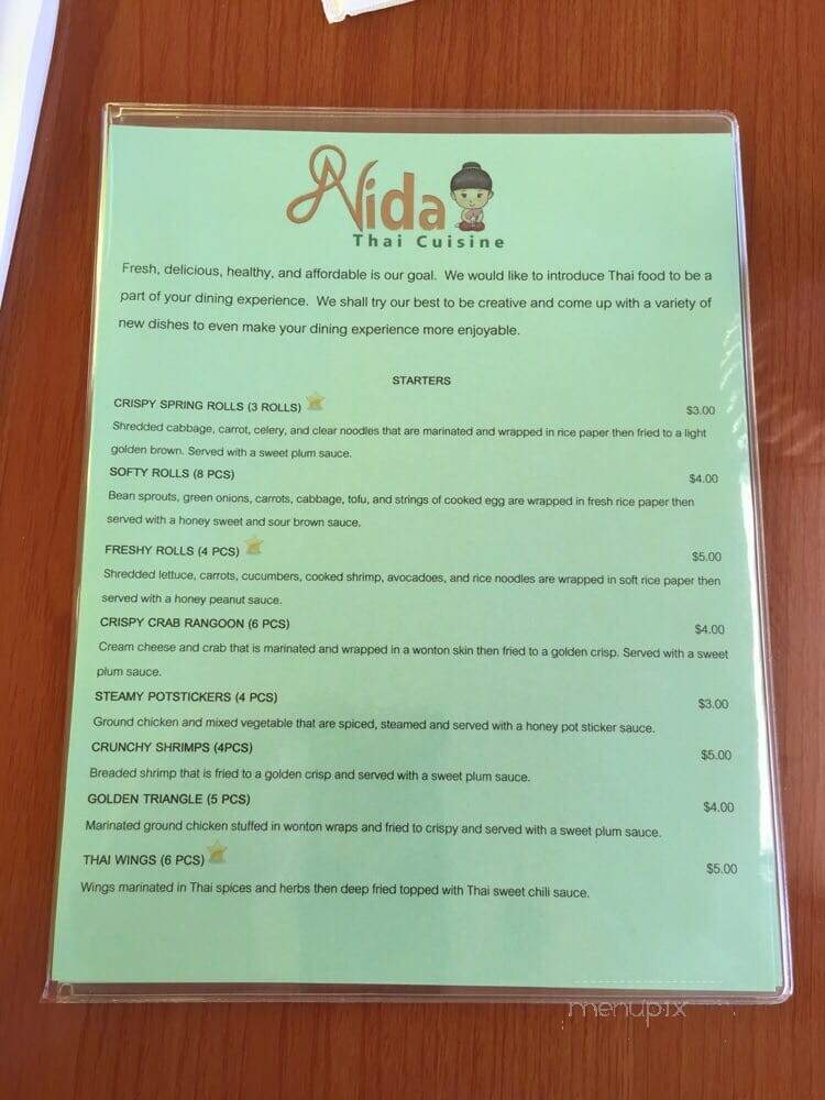 Nida Thai Cuisine - Centerville, OH menu_pic