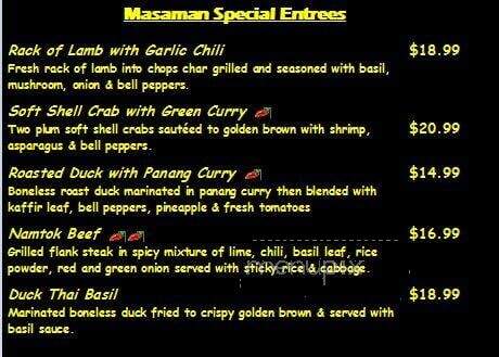 Masaman Thai Kitchen - Birmingham, AL menu_pic