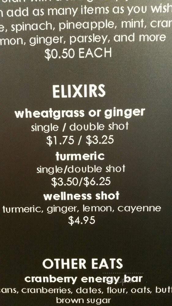 Squeezed Juice Bar - Albuquerque, NM menu_pic