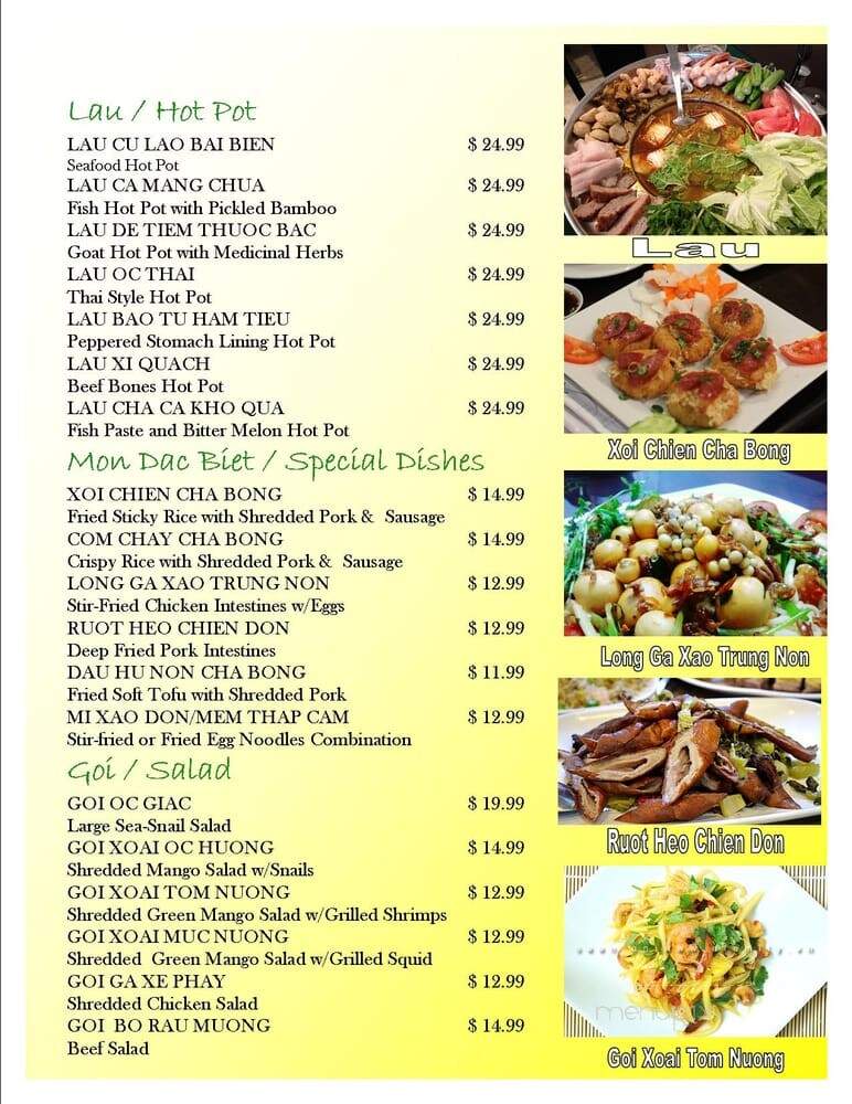 Diem Hen Restaurant - Garden Grove, CA menu_pic