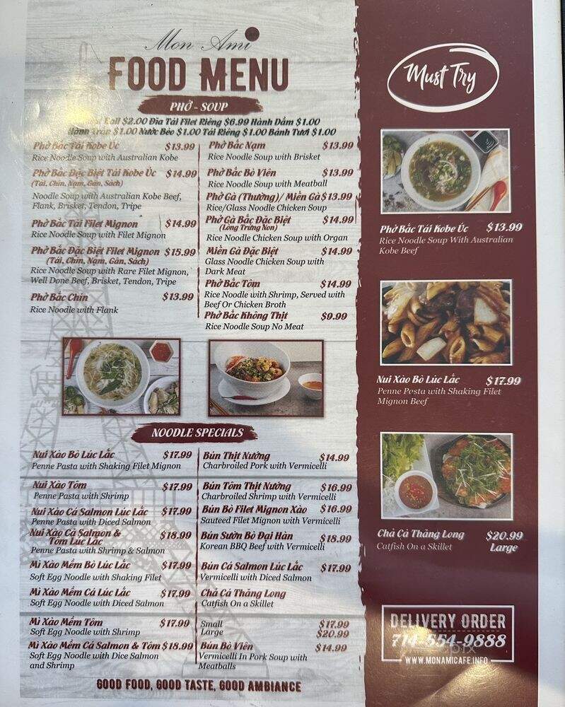 Mon Ami Cafe Restaurant - Garden Grove, CA menu_pic