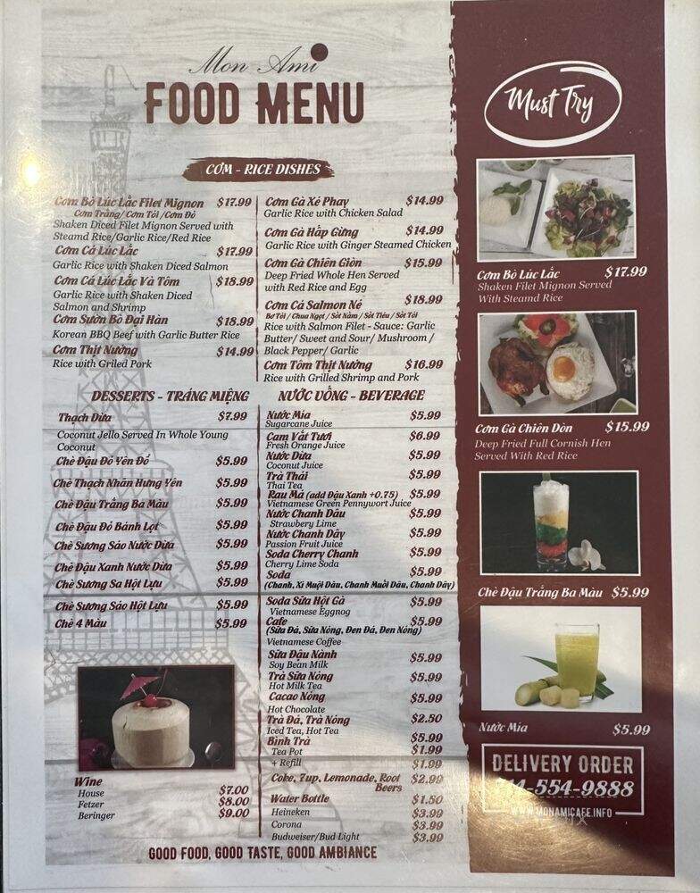 Mon Ami Cafe Restaurant - Garden Grove, CA menu_pic