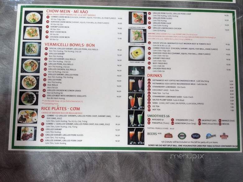 Pho #1 - Sunnyvale, CA menu_pic