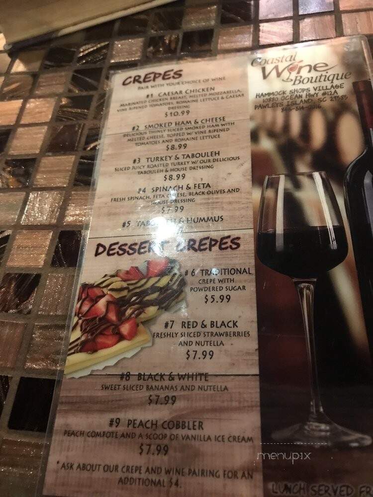 Coastal Wine Boutique at Pawley's Island - Pawleys Island, SC menu_pic