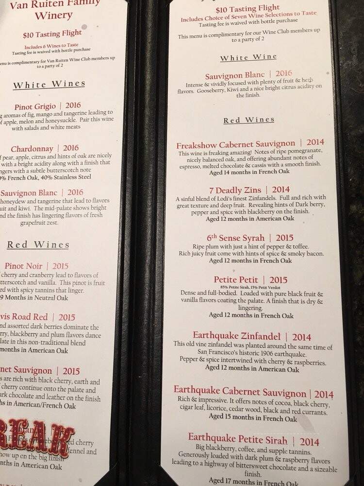 Cellar Door - Lodi, CA menu_pic
