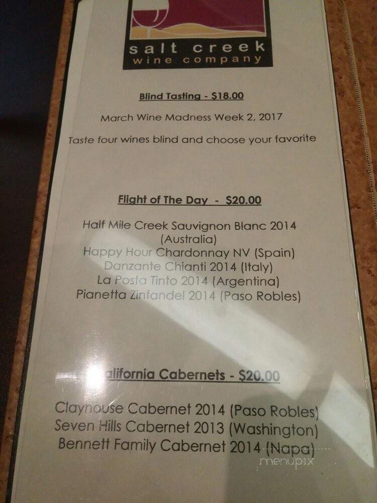 Salt Creek Wine Company - Laguna Niguel, CA menu_pic