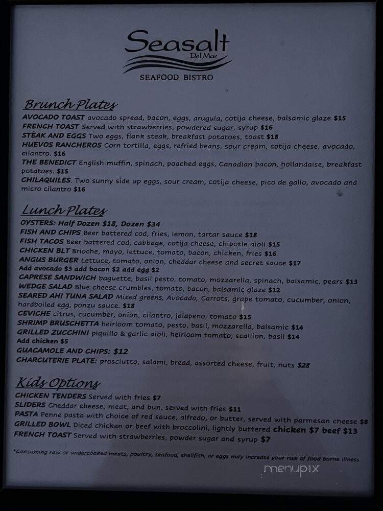 Seasalt Del Mar - Del Mar, CA menu_pic