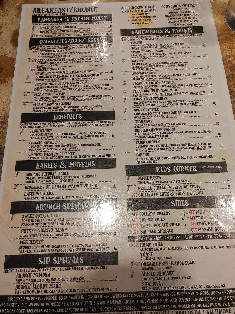 Bussboys and Poets - Washington, DC menu_pic
