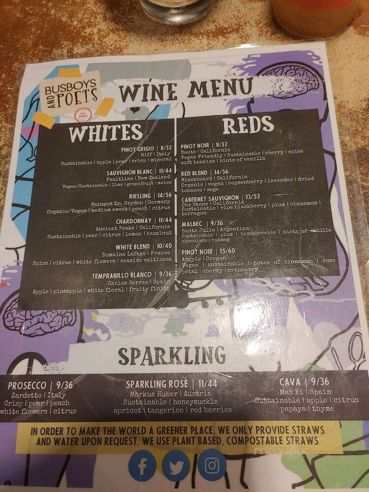 Bussboys and Poets - Washington, DC menu_pic