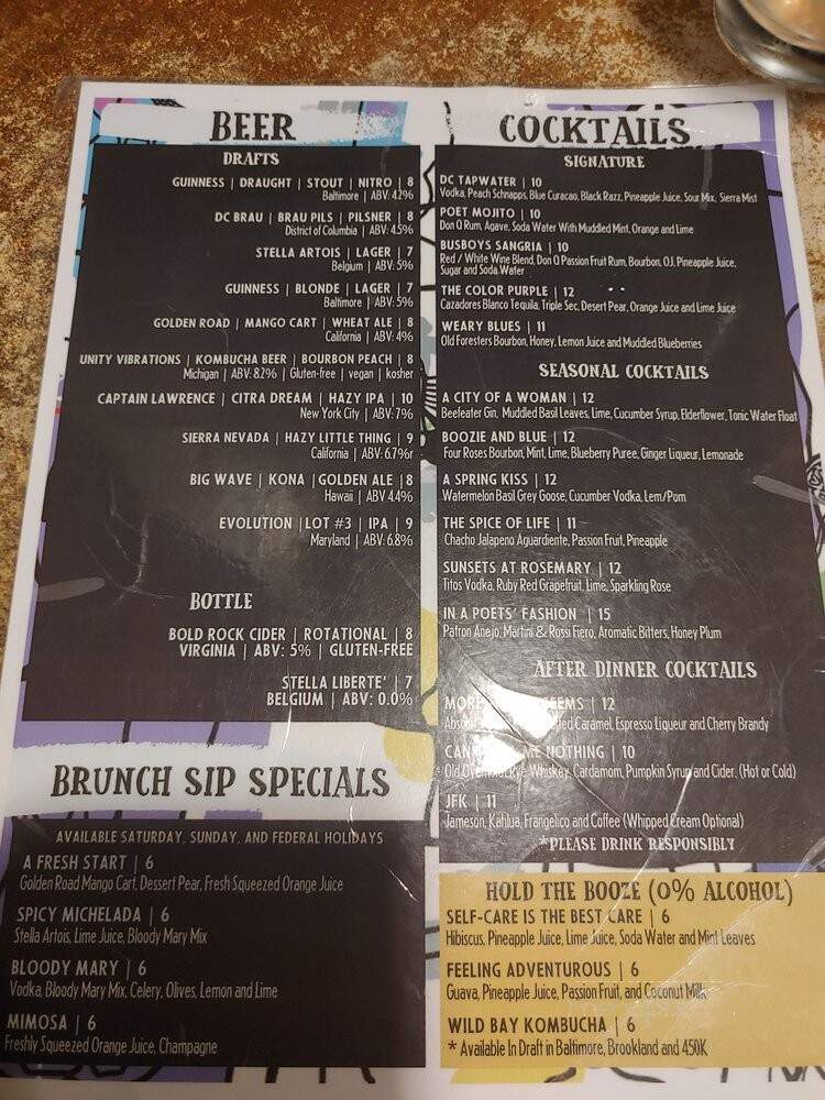 Bussboys and Poets - Washington, DC menu_pic