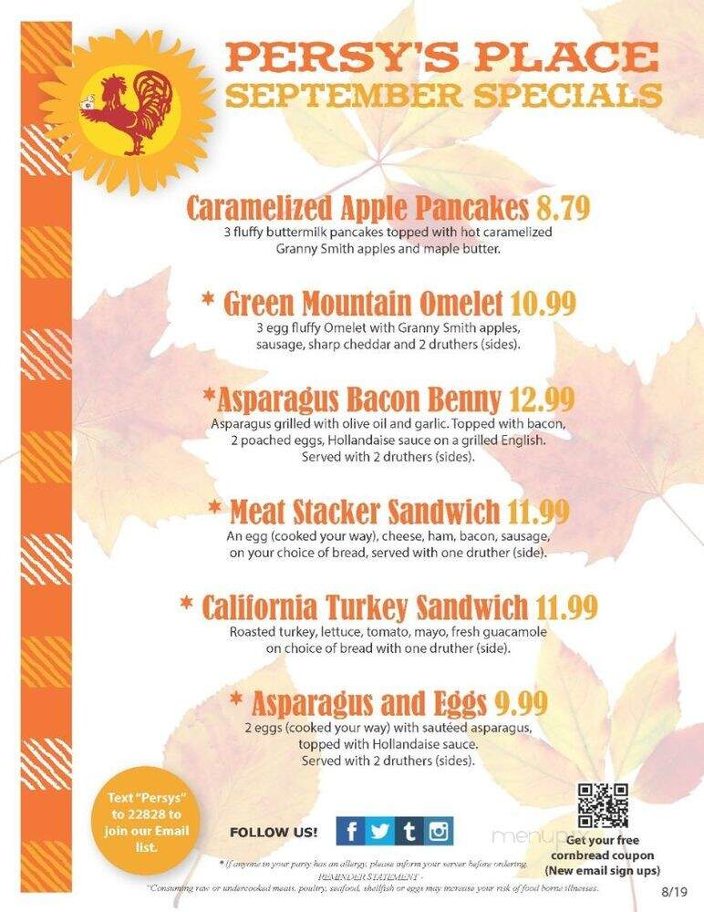Persy's Place - Falmouth, MA menu_pic