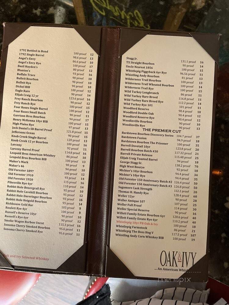 Oak & Ivy: An American Whiskey Den - Las Vegas, NV menu_pic