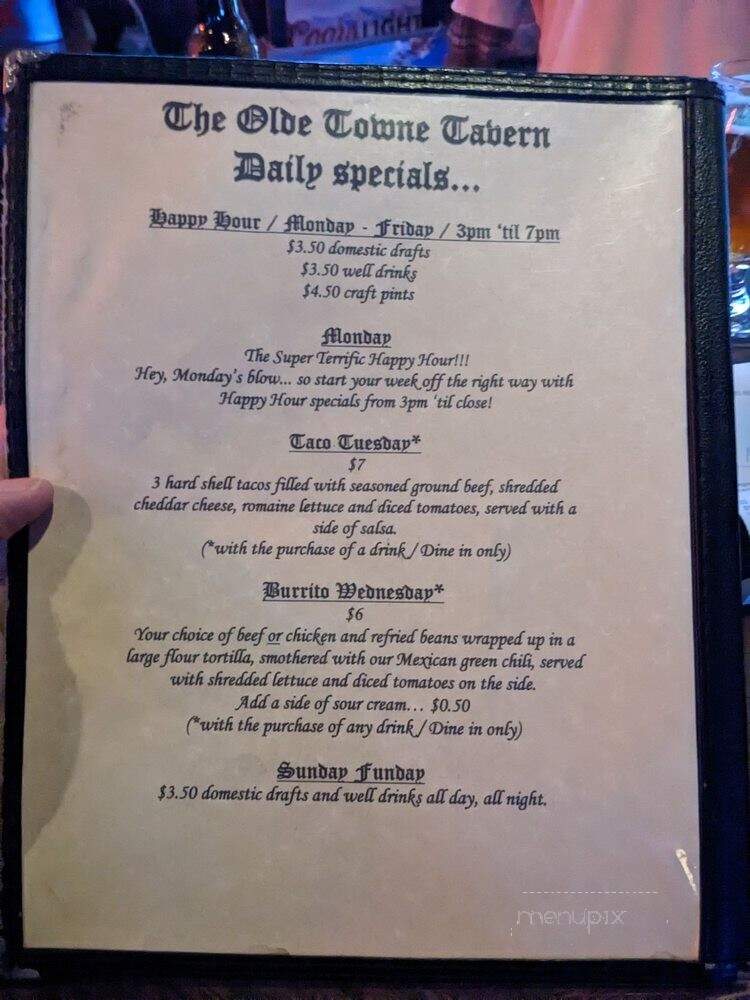 Olde Towne Tavern - Littleton, CO menu_pic