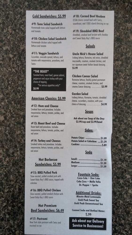Uncle Nick's Deli - Belleville, IL menu_pic