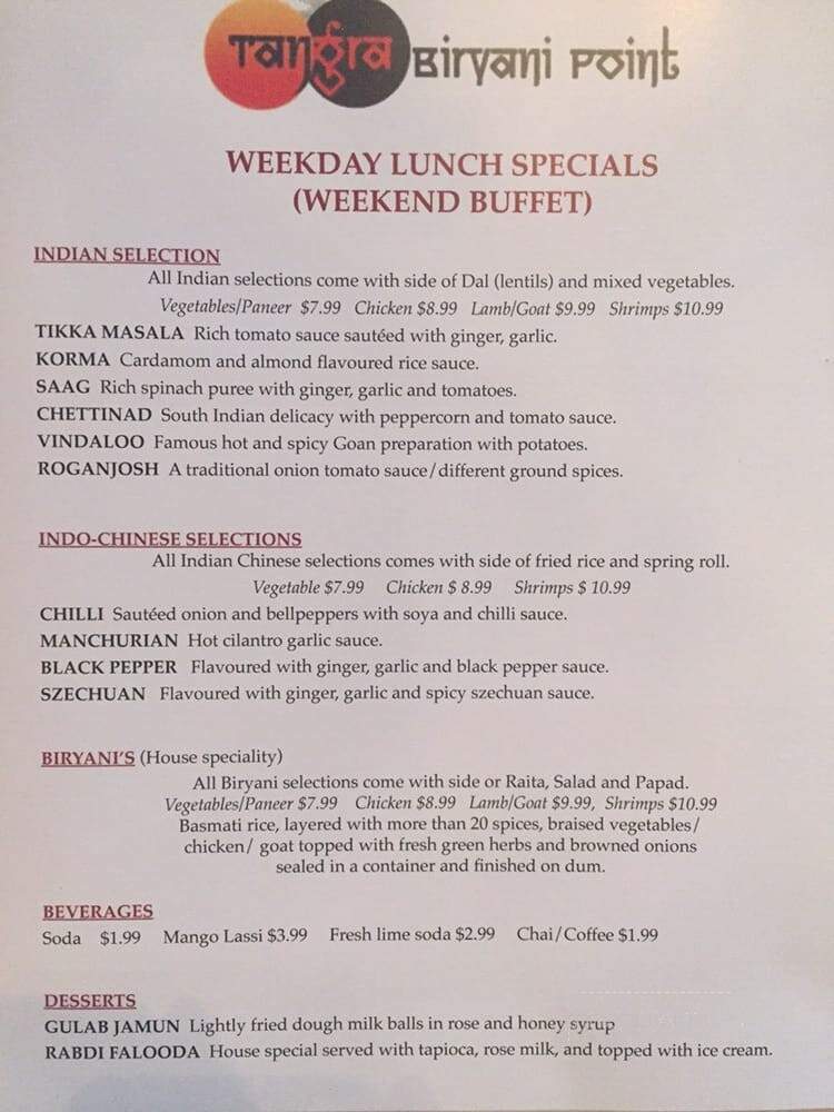 Tangra Biryani Point - Hamden, CT menu_pic