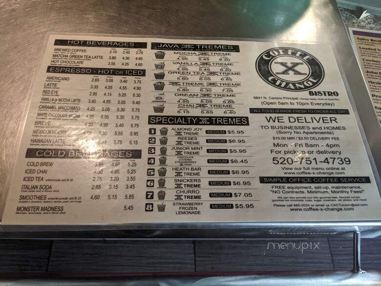 Coffee X Change - Tucson, AZ menu_pic