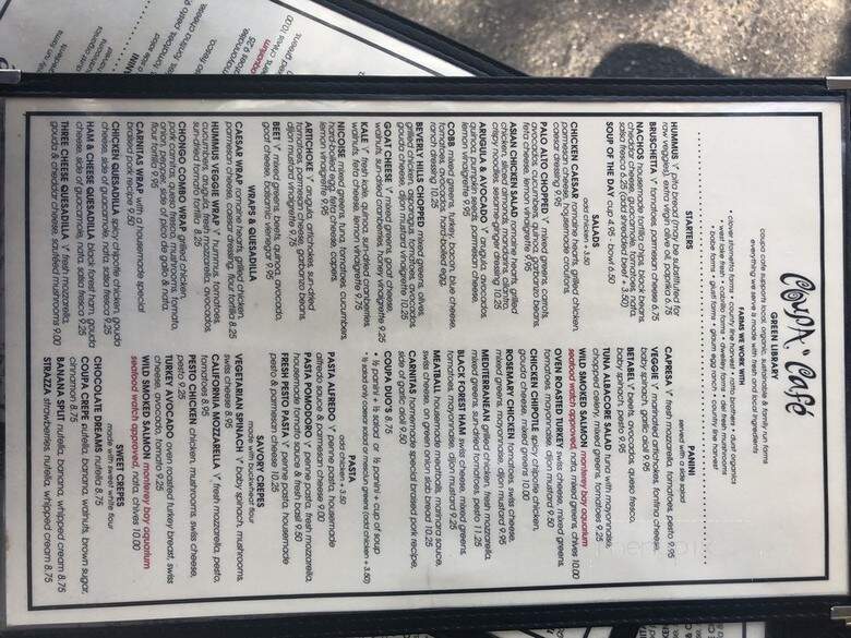 Coupa Cafe - Green Library - Stanford, CA menu_pic