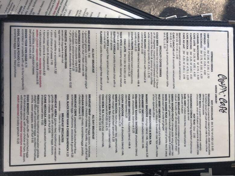Coupa Cafe - Green Library - Stanford, CA menu_pic