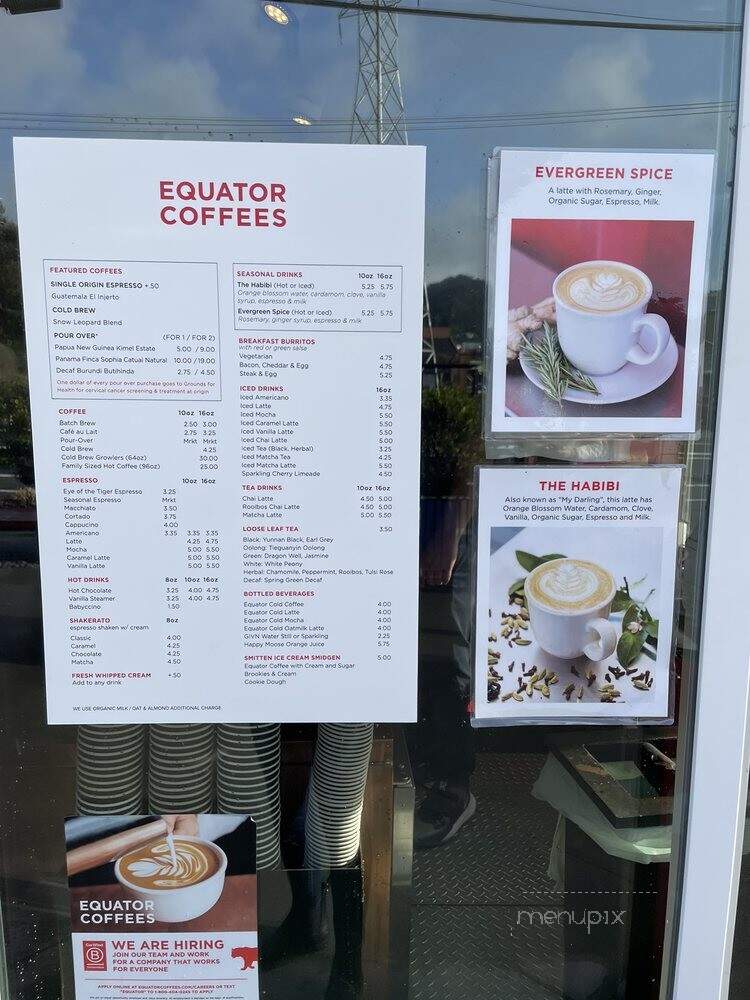 Equator Coffees at Proof Lab Surf Shop - Mill Valley, CA menu_pic