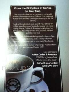 Harrar Coffee & Roastery - Washington, DC menu_pic