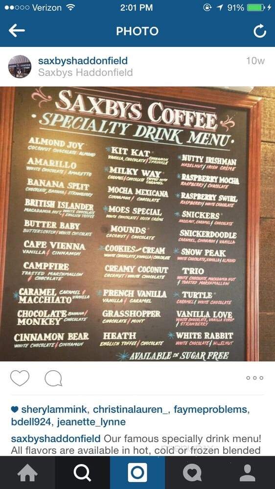 Saxbys Coffee - Haddonfield, NJ menu_pic