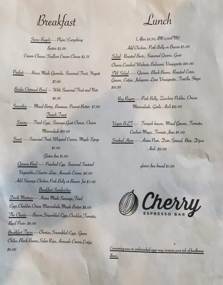 Cherry Coffee - New Orleans, LA menu_pic