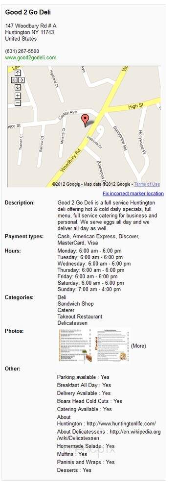 Good 2 Go Deli - Huntington, NY menu_pic