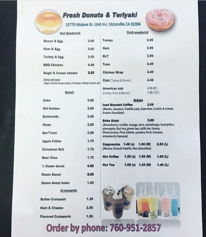 Fresh Donuts & Deli - Victorville, CA menu_pic