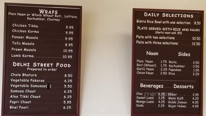 New Delhi Bistro - Moraga, CA menu_pic