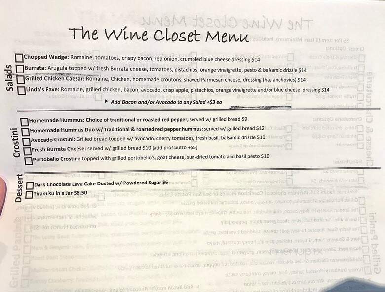 Wine Closet - Camarillo, CA menu_pic