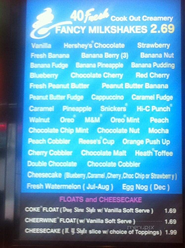 Cook Out - North Charleston, SC menu_pic