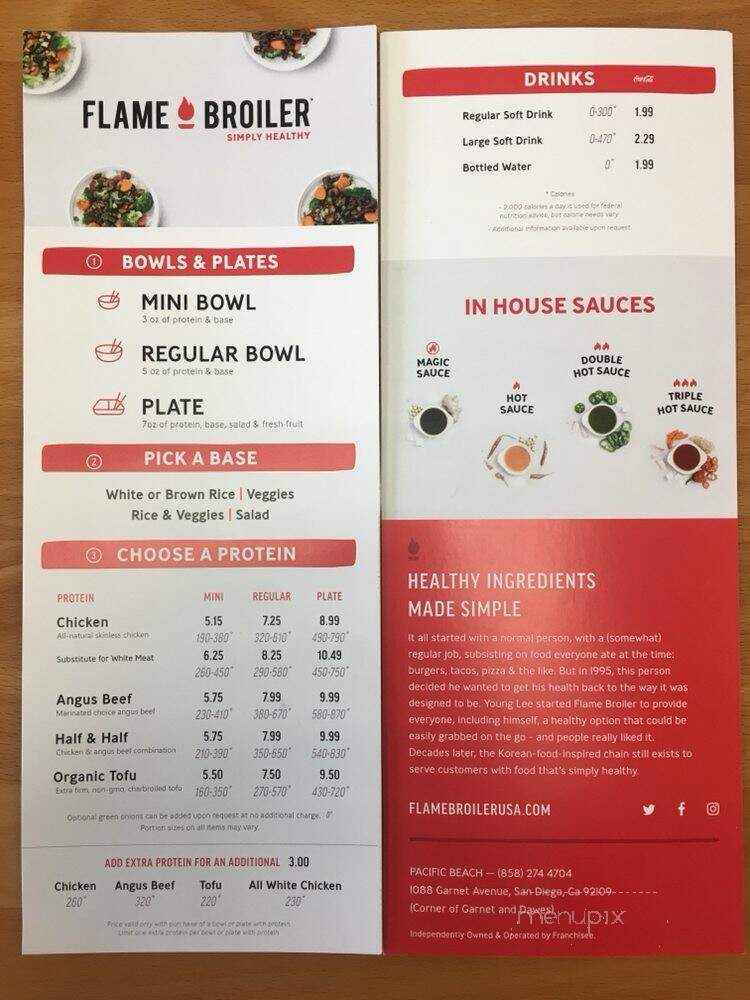 Flame Broiler - San Diego, CA menu_pic