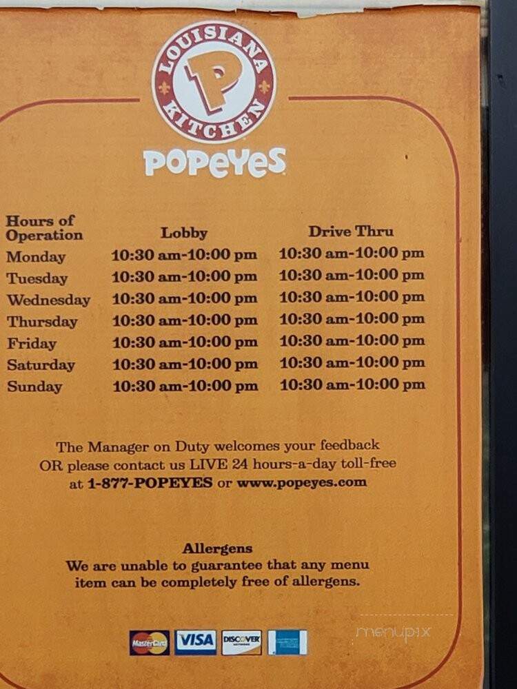 Popeyes Chicken - Santa Ana, CA menu_pic
