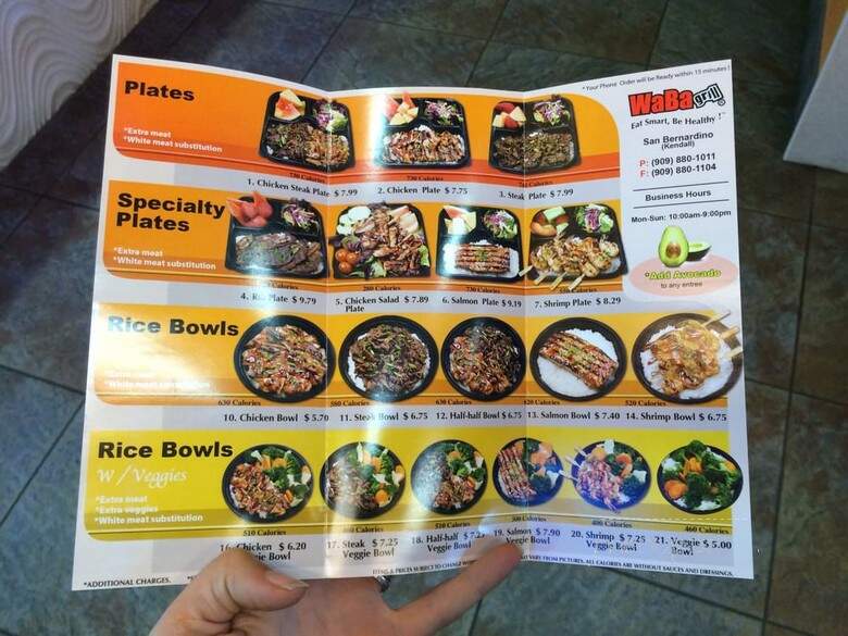 Waba Grill - San Bernardino, CA menu_pic