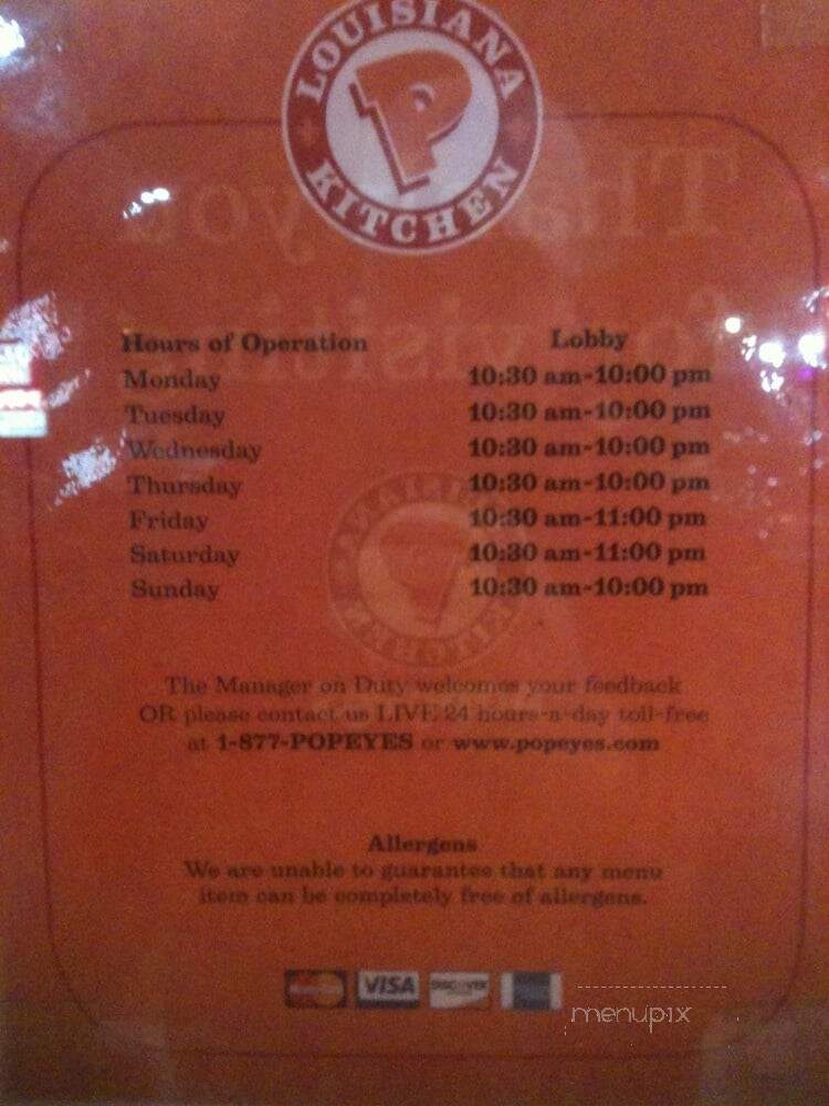 Popeyes - Belleville, NJ menu_pic