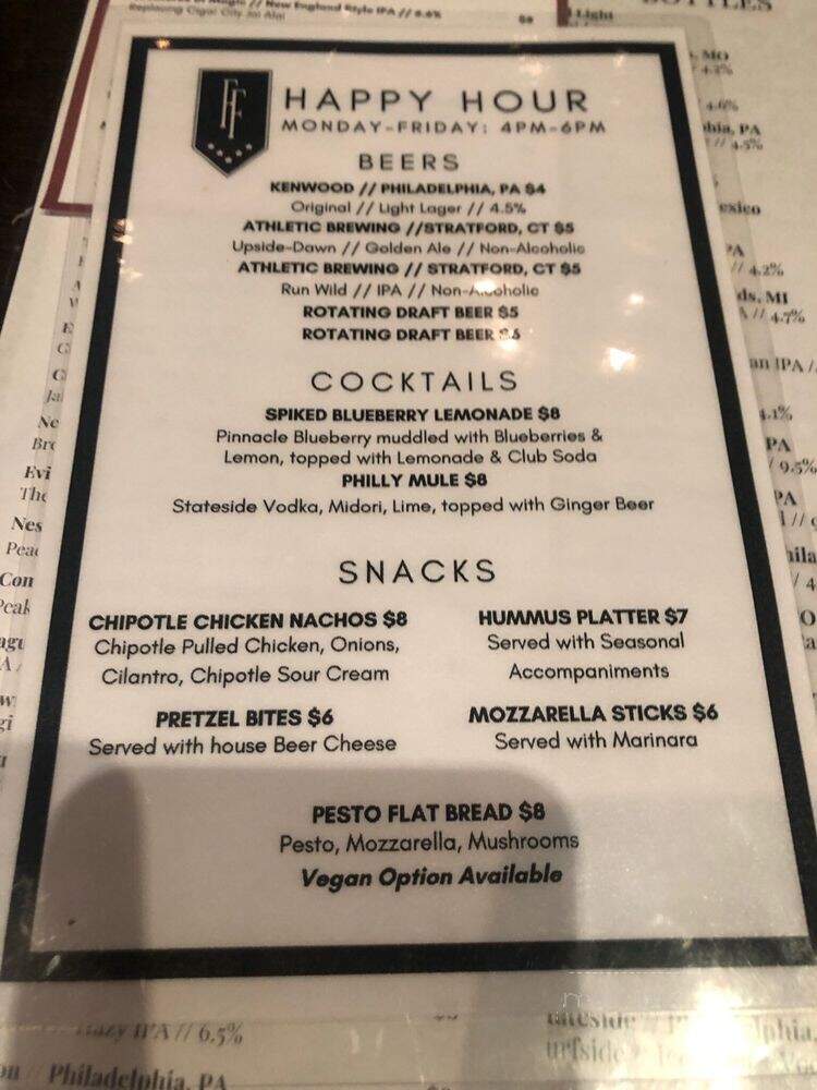 Founding Fathers Sports Bar & Grill - Philadelphia, PA menu_pic