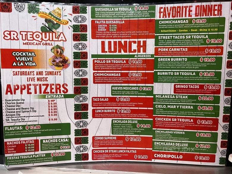 Sr. Tequila Mexican Grill - Clermont, FL menu_pic