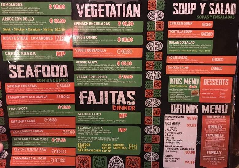 Sr. Tequila Mexican Grill - Clermont, FL menu_pic