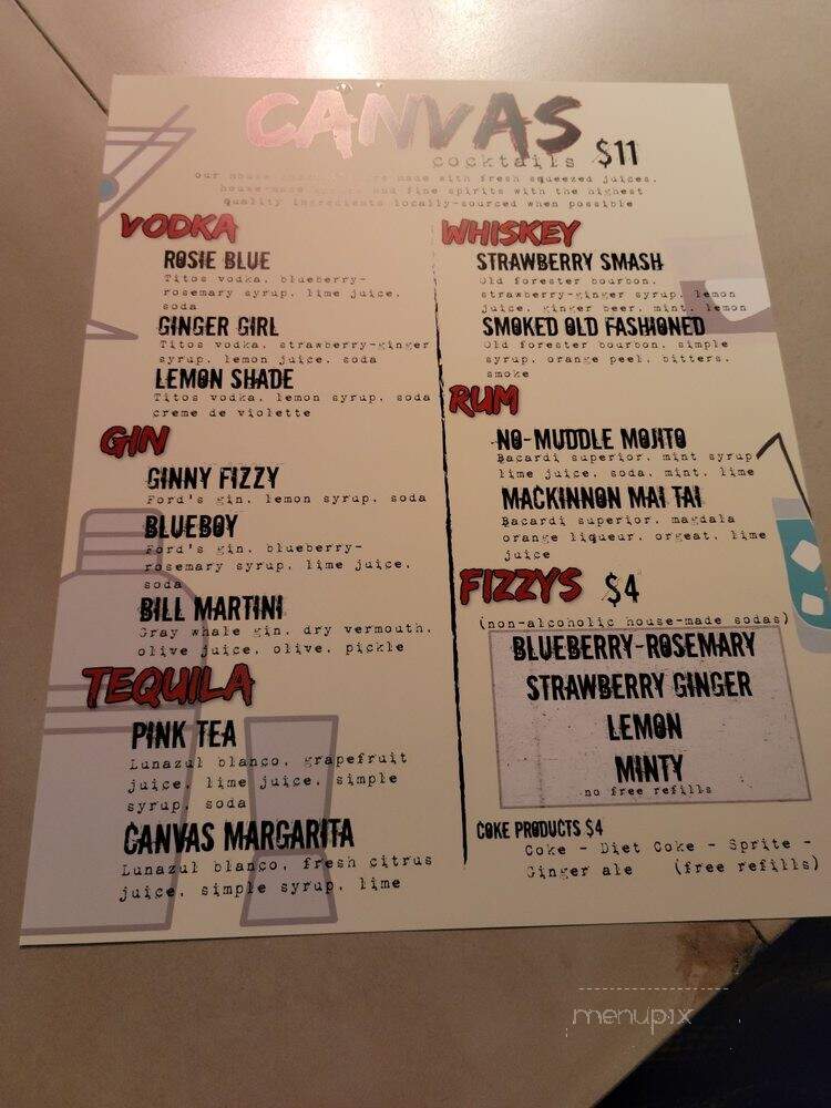 Canvas Lounge - Nashville, TN menu_pic