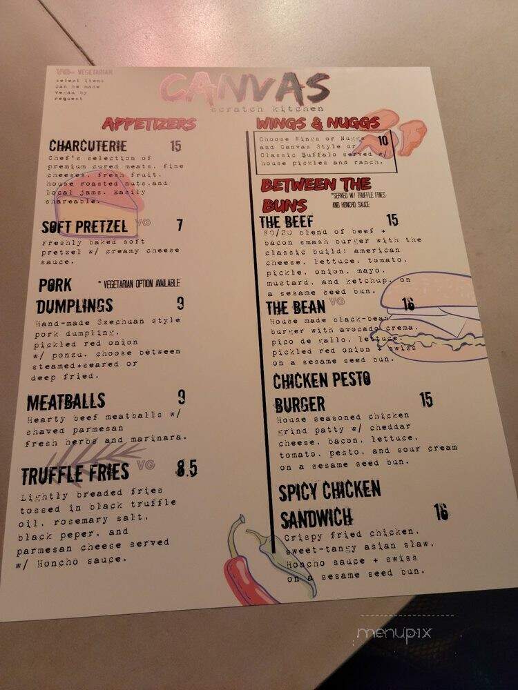 Canvas Lounge - Nashville, TN menu_pic