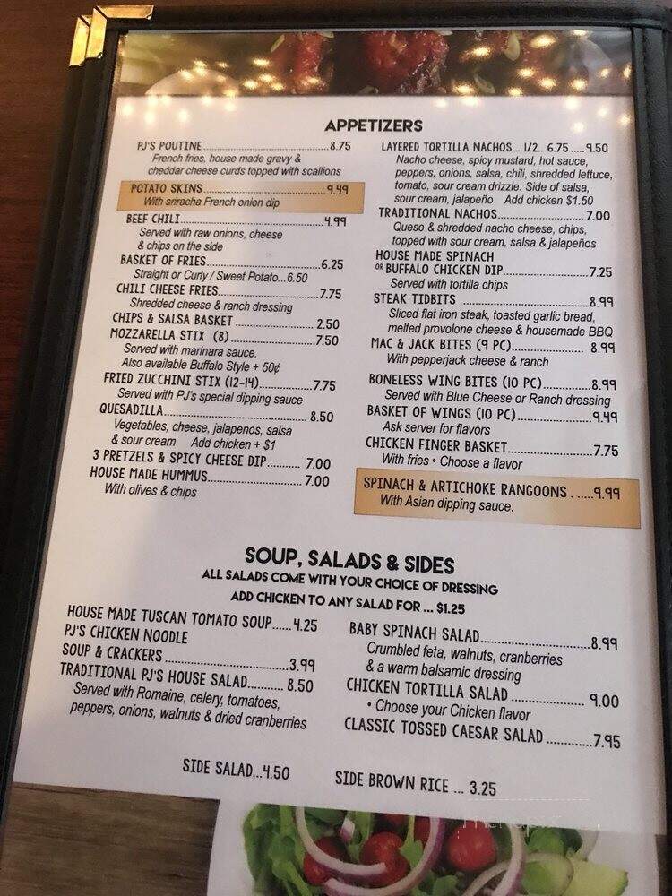 Pj's Pub - Cranston, RI menu_pic