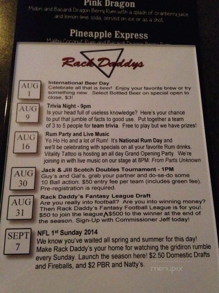 Rack Daddy's - Dallas, TX menu_pic