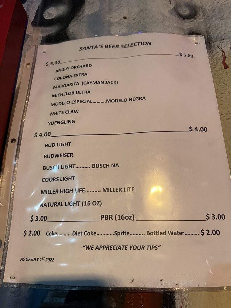 Santa's Pub - Nashville, TN menu_pic