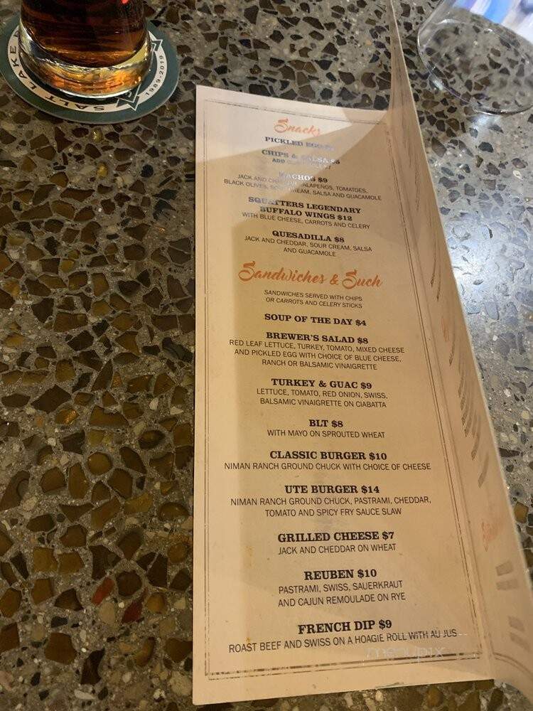 Wasatch Brewery - Salt Lake City, UT menu_pic